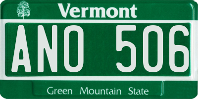 VT license plate ANO506