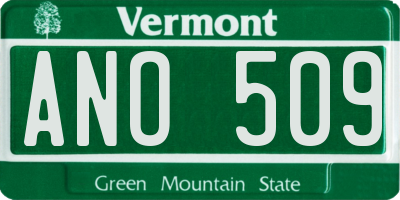 VT license plate ANO509