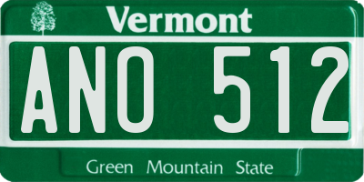 VT license plate ANO512