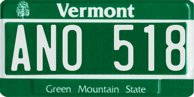 VT license plate ANO518