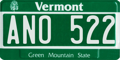 VT license plate ANO522