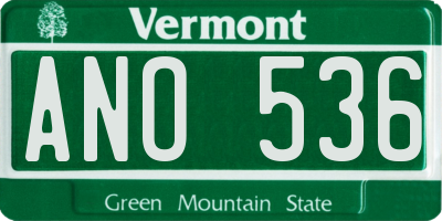 VT license plate ANO536