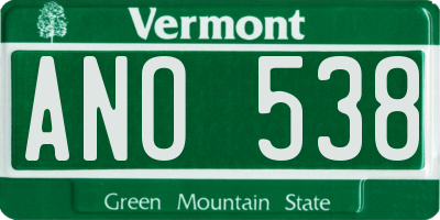 VT license plate ANO538