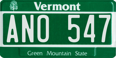 VT license plate ANO547
