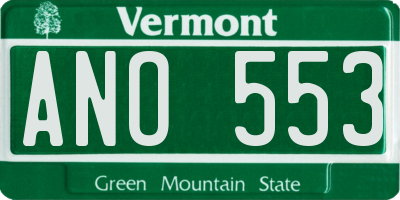 VT license plate ANO553
