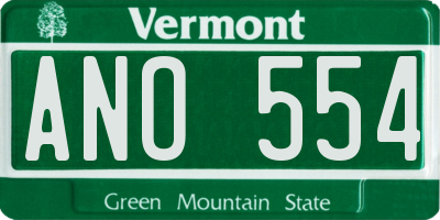 VT license plate ANO554