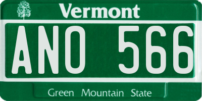 VT license plate ANO566