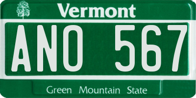 VT license plate ANO567