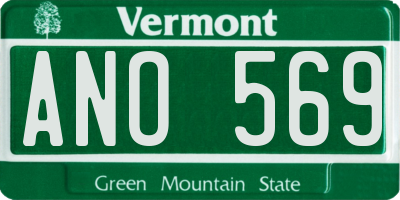 VT license plate ANO569