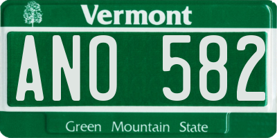VT license plate ANO582