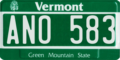 VT license plate ANO583