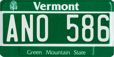 VT license plate ANO586