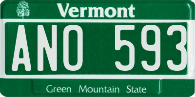 VT license plate ANO593
