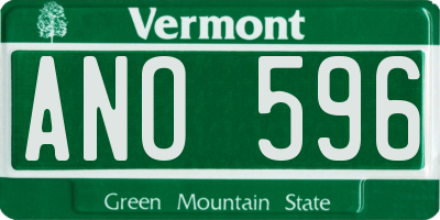 VT license plate ANO596