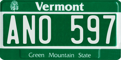 VT license plate ANO597