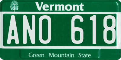 VT license plate ANO618