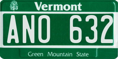VT license plate ANO632