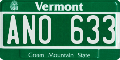 VT license plate ANO633