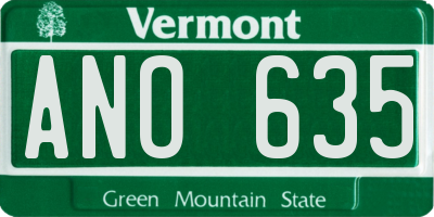 VT license plate ANO635