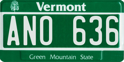 VT license plate ANO636