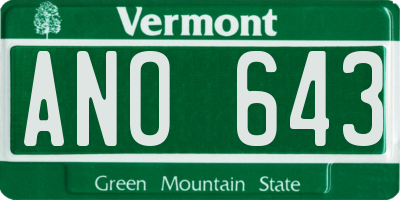 VT license plate ANO643