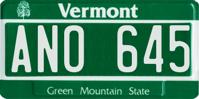 VT license plate ANO645