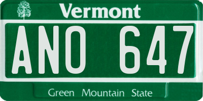 VT license plate ANO647