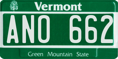 VT license plate ANO662