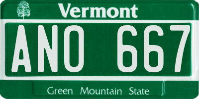 VT license plate ANO667