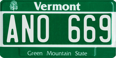 VT license plate ANO669