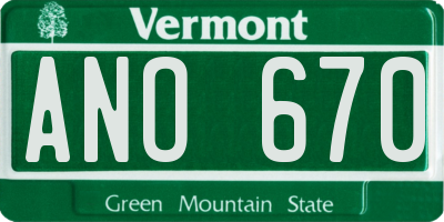 VT license plate ANO670