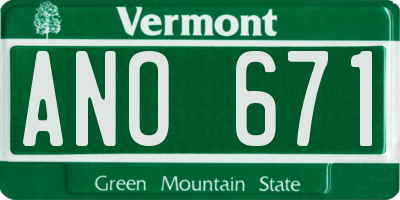 VT license plate ANO671