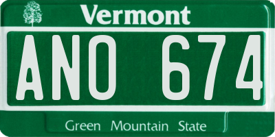 VT license plate ANO674