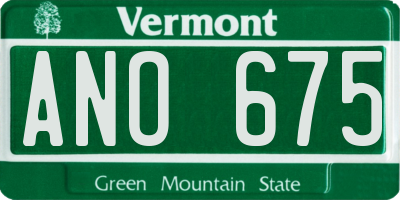 VT license plate ANO675