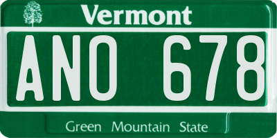 VT license plate ANO678