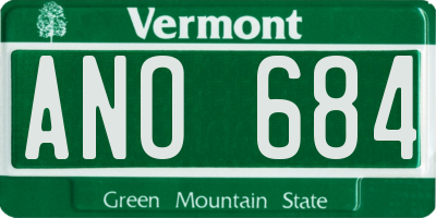 VT license plate ANO684