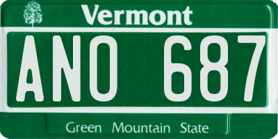 VT license plate ANO687