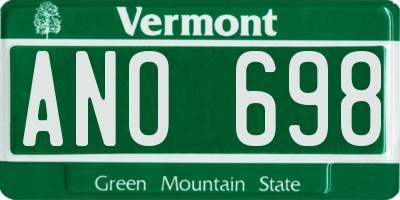VT license plate ANO698