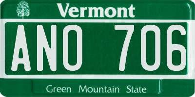VT license plate ANO706