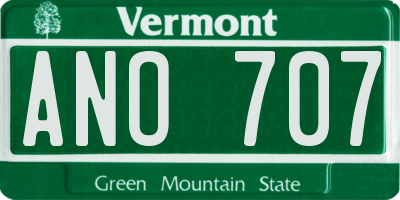VT license plate ANO707