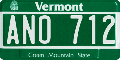 VT license plate ANO712