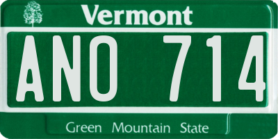 VT license plate ANO714