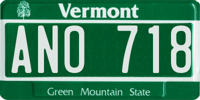 VT license plate ANO718