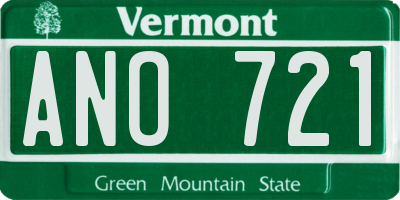 VT license plate ANO721