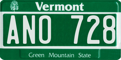 VT license plate ANO728