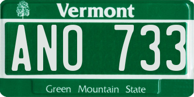 VT license plate ANO733