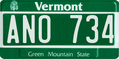 VT license plate ANO734