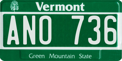 VT license plate ANO736