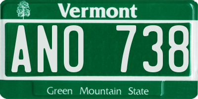 VT license plate ANO738