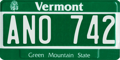 VT license plate ANO742